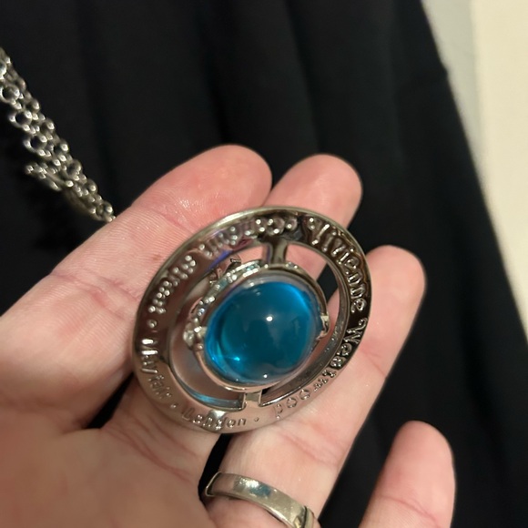 Vintage Westwood Silver and Blue Orb Crystal Long Necklace - Picture 3 of 7